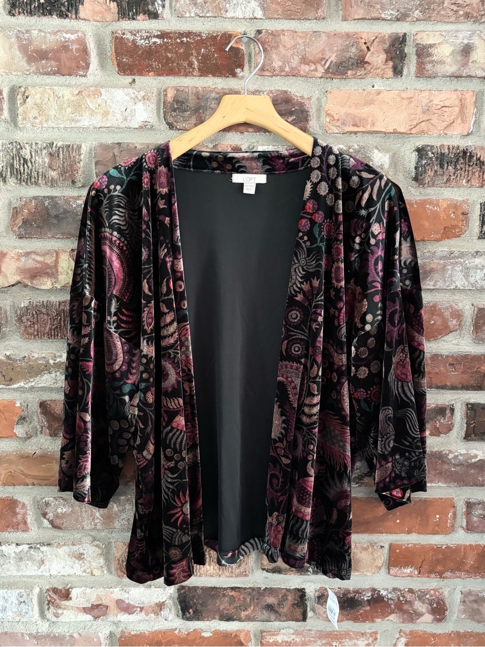 LOFT Masquerade Velvet Floral Kimono Top NWT